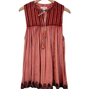Rachel Zoe Embroidered Sleeveless Tunic, Red, Size S, NWT